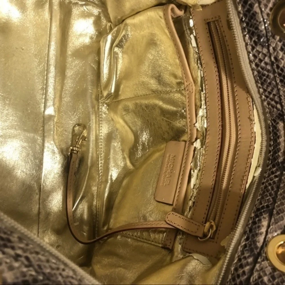 Michael kors snakeskin embossed tote bag